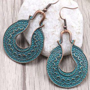 Boho Green Metallic  Earings